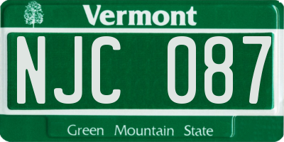 VT license plate NJC087