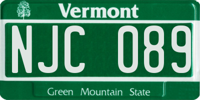 VT license plate NJC089