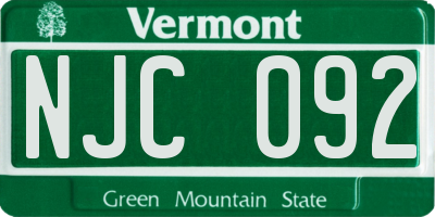 VT license plate NJC092