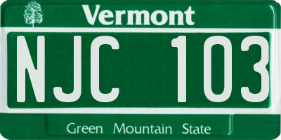 VT license plate NJC103