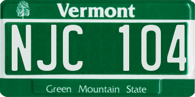 VT license plate NJC104