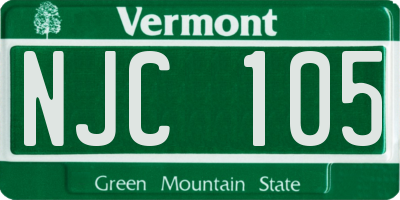 VT license plate NJC105