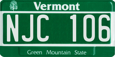 VT license plate NJC106