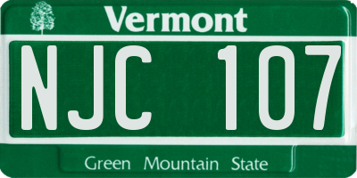 VT license plate NJC107