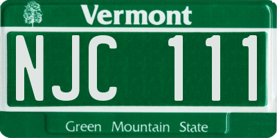 VT license plate NJC111