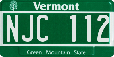VT license plate NJC112