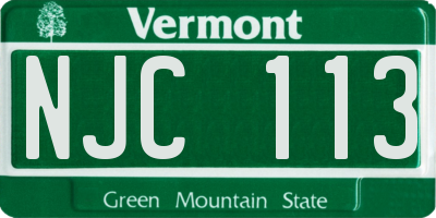 VT license plate NJC113