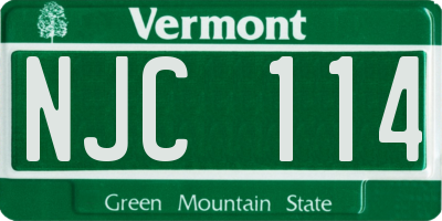 VT license plate NJC114