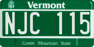 VT license plate NJC115