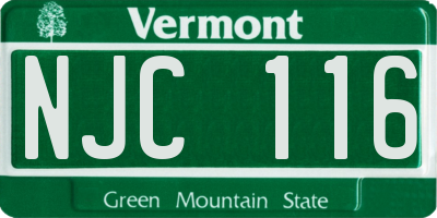 VT license plate NJC116
