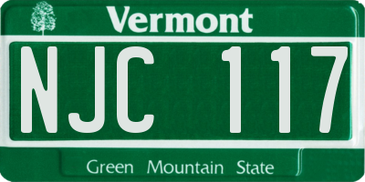 VT license plate NJC117