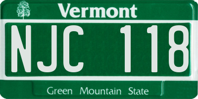 VT license plate NJC118
