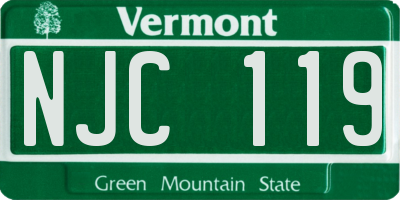 VT license plate NJC119