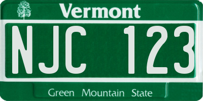 VT license plate NJC123