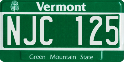 VT license plate NJC125