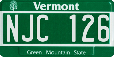 VT license plate NJC126