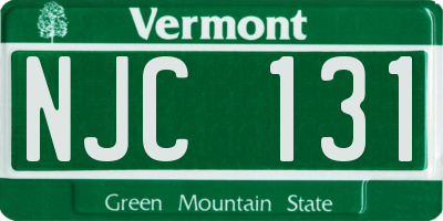 VT license plate NJC131
