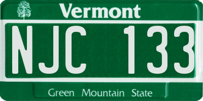 VT license plate NJC133