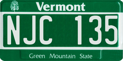 VT license plate NJC135