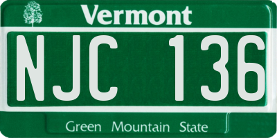 VT license plate NJC136