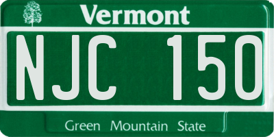 VT license plate NJC150
