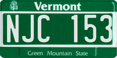 VT license plate NJC153