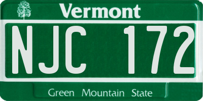 VT license plate NJC172