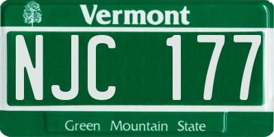 VT license plate NJC177