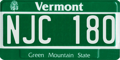 VT license plate NJC180
