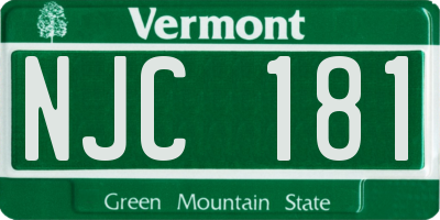 VT license plate NJC181
