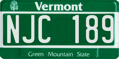 VT license plate NJC189