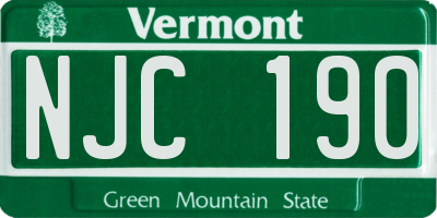 VT license plate NJC190