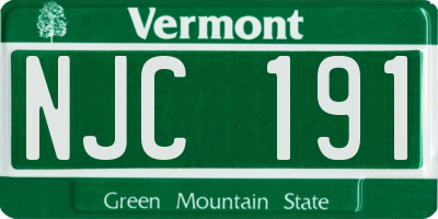 VT license plate NJC191