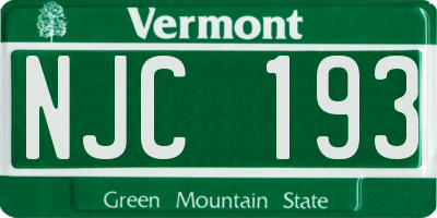 VT license plate NJC193