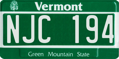 VT license plate NJC194
