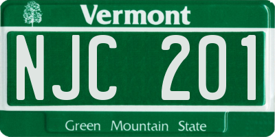 VT license plate NJC201