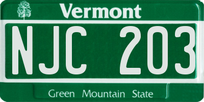 VT license plate NJC203