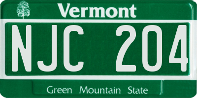 VT license plate NJC204
