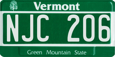 VT license plate NJC206