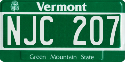 VT license plate NJC207