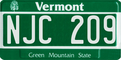 VT license plate NJC209