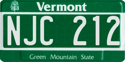 VT license plate NJC212