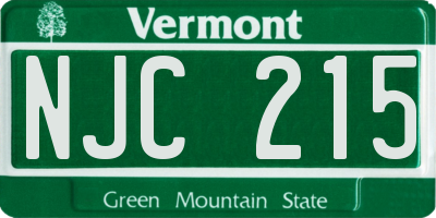 VT license plate NJC215
