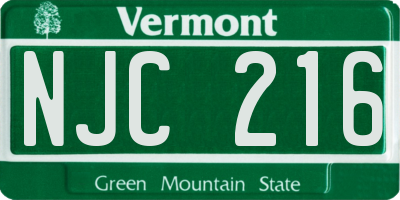 VT license plate NJC216