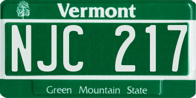 VT license plate NJC217