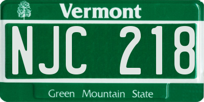 VT license plate NJC218