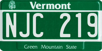 VT license plate NJC219