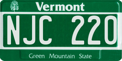 VT license plate NJC220