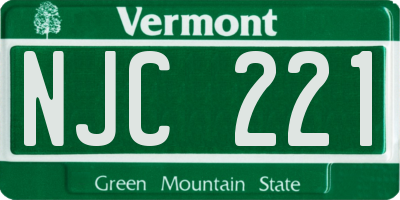 VT license plate NJC221