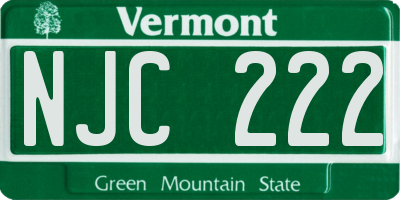 VT license plate NJC222